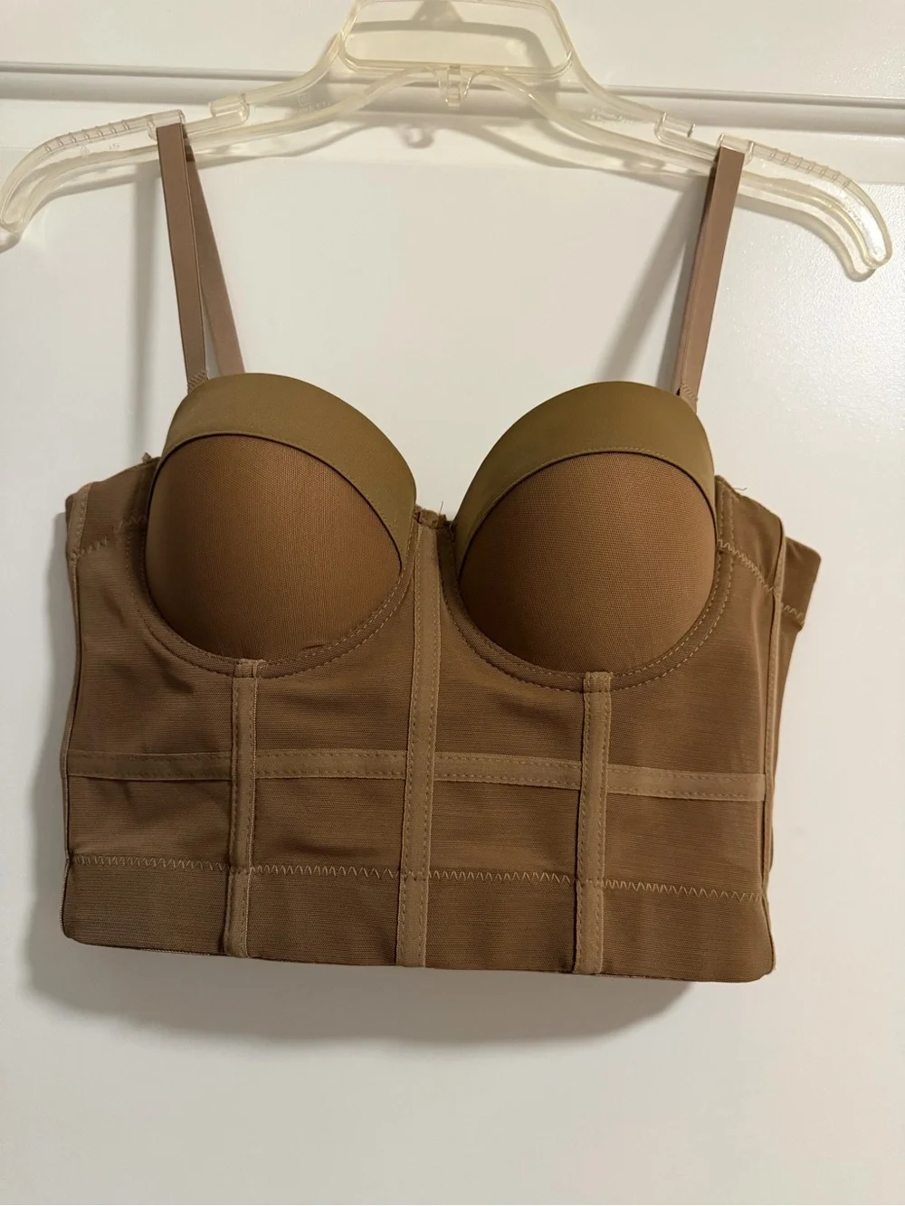 Longline Contour Bustier Bra – Brown